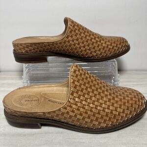 BRIOSO Fern Woven Basketweave Brown Leather Mules Slides Made in Brazil Sz 7